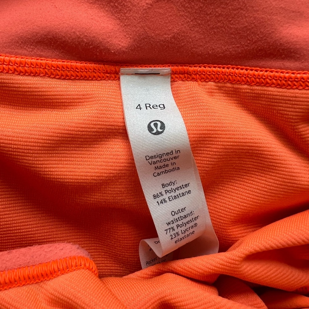 Orange Lululemon Speed Up Low-Rise Lined Short 2.5" - Picture 2 of 8